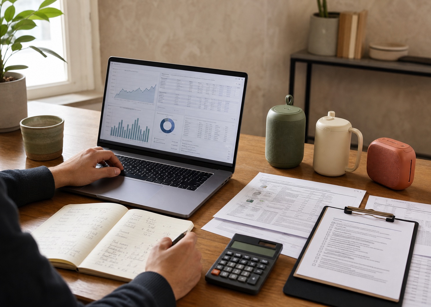 Product opportunity research with samples, cost sheets and marketplace analytics